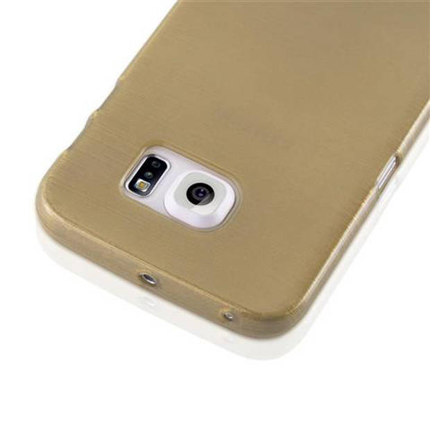 Cadorabo Hoesje geschikt voor Samsung Galaxy S6 EDGE in GOUD - Beschermhoes TPU silicone Case Cover Brushed