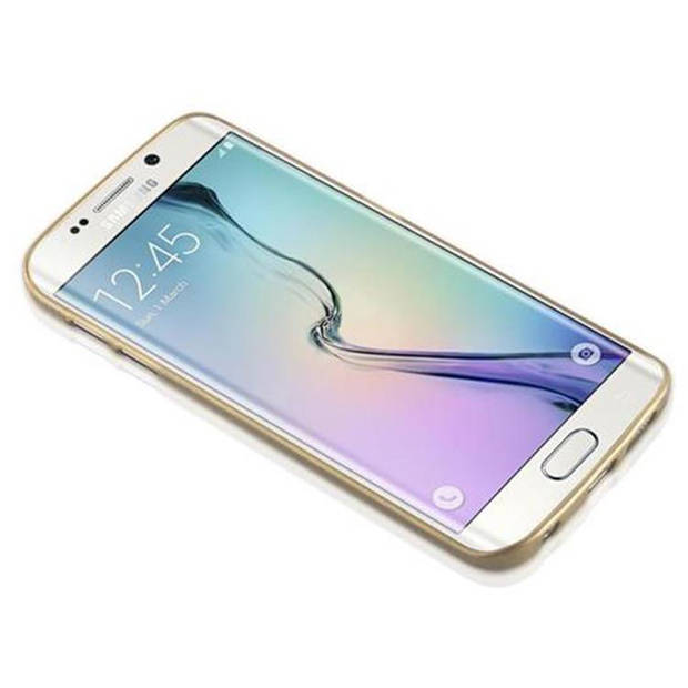 Cadorabo Hoesje geschikt voor Samsung Galaxy S6 EDGE in GOUD - Beschermhoes TPU silicone Case Cover Brushed
