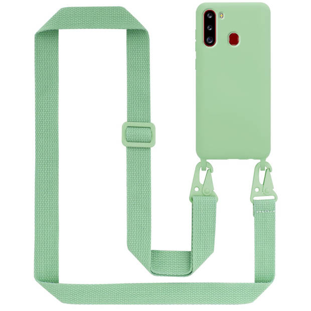 Cadorabo Mobiele telefoon ketting geschikt voor Samsung Galaxy A21 Hoesje in LIQUID LICHT GROEN - Silicone beschermhoes