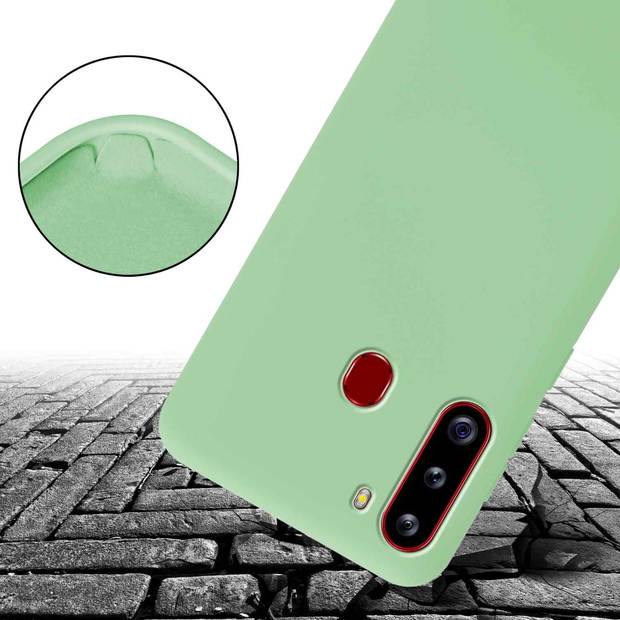 Cadorabo Mobiele telefoon ketting geschikt voor Samsung Galaxy A21 Hoesje in LIQUID LICHT GROEN - Silicone beschermhoes