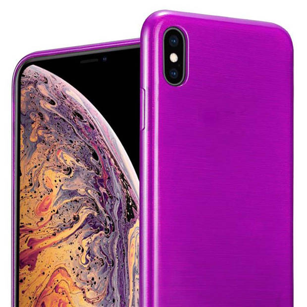 Cadorabo Hoesje geschikt voor Apple iPhone XS MAX in PAARS - Beschermhoes TPU silicone Case Cover Brushed