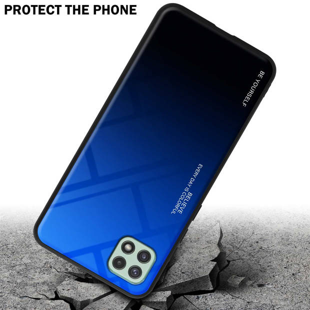 Cadorabo Hoesje geschikt voor Samsung Galaxy A22 5G in BLAUW - ZWART - Tweekleurige beschermhoes TPU-silicone Case Cover