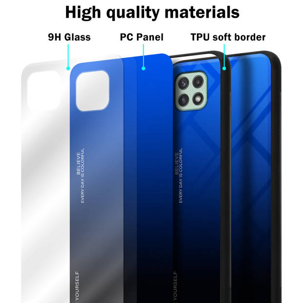 Cadorabo Hoesje geschikt voor Samsung Galaxy A22 5G in BLAUW - ZWART - Tweekleurige beschermhoes TPU-silicone Case Cover