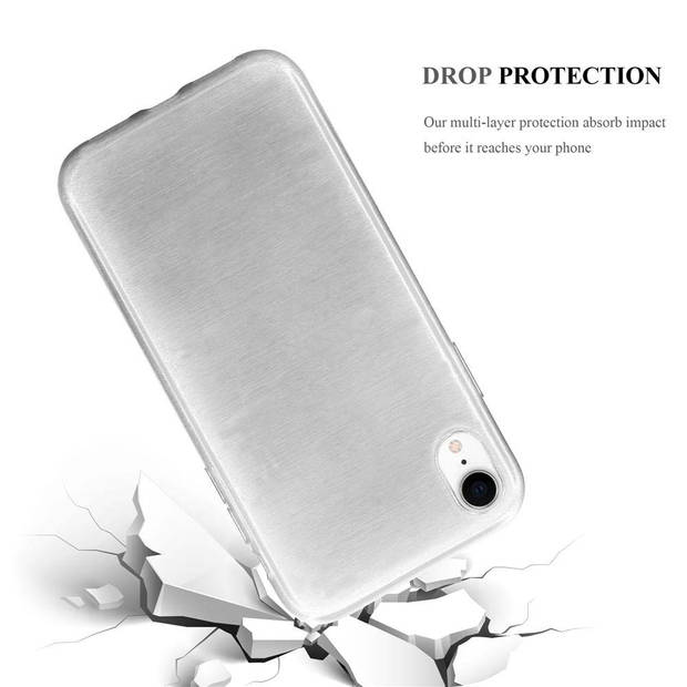 Cadorabo Hoesje geschikt voor Apple iPhone XR in ZILVER - Beschermhoes TPU silicone Case Cover Brushed