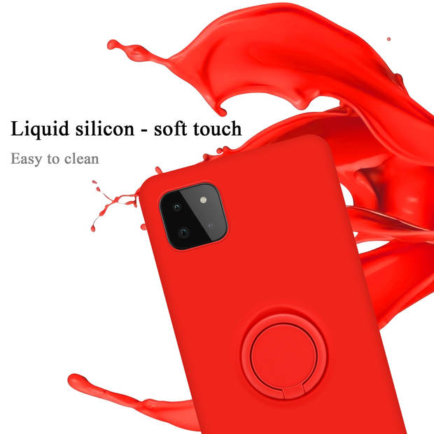 Cadorabo Hoesje geschikt voor Samsung Galaxy A22 5G in LIQUID ROOD - Beschermhoes van TPU silicone Case Cover met ring