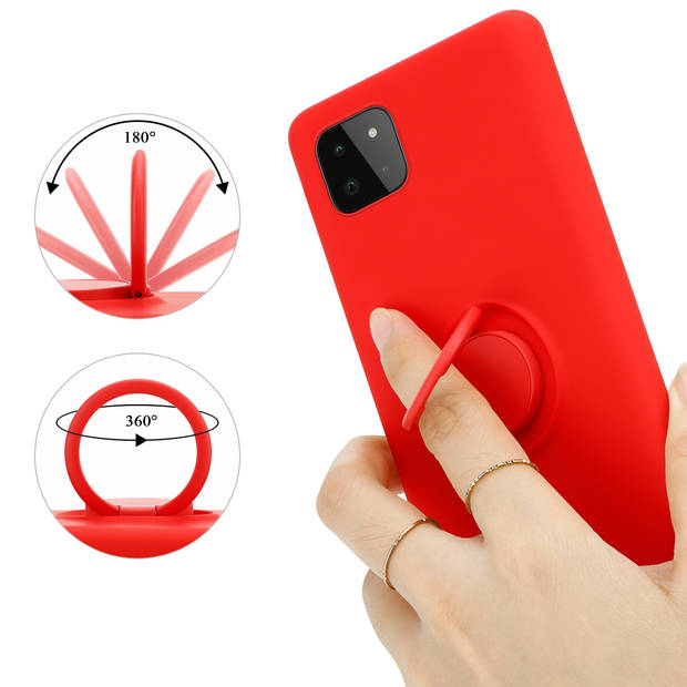 Cadorabo Hoesje geschikt voor Samsung Galaxy A22 5G in LIQUID ROOD - Beschermhoes van TPU silicone Case Cover met ring