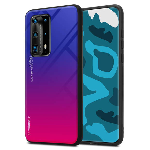 Cadorabo Hoesje geschikt voor Huawei P40 PRO / P40 PRO+ in PAARS - ROOD - Tweekleurige beschermhoes TPU-silicone Case