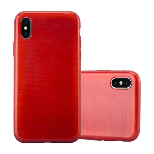 Cadorabo Hoesje geschikt voor Apple iPhone X / XS in ROOD - Beschermhoes TPU silicone Case Cover Brushed