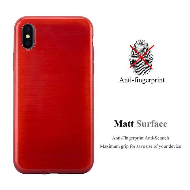 Cadorabo Hoesje geschikt voor Apple iPhone X / XS in ROOD - Beschermhoes TPU silicone Case Cover Brushed