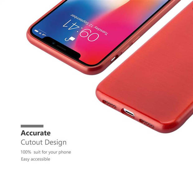 Cadorabo Hoesje geschikt voor Apple iPhone X / XS in ROOD - Beschermhoes TPU silicone Case Cover Brushed