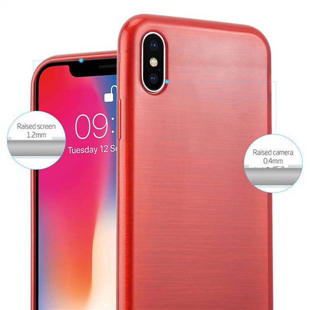 Cadorabo Hoesje geschikt voor Apple iPhone X / XS in ROOD - Beschermhoes TPU silicone Case Cover Brushed