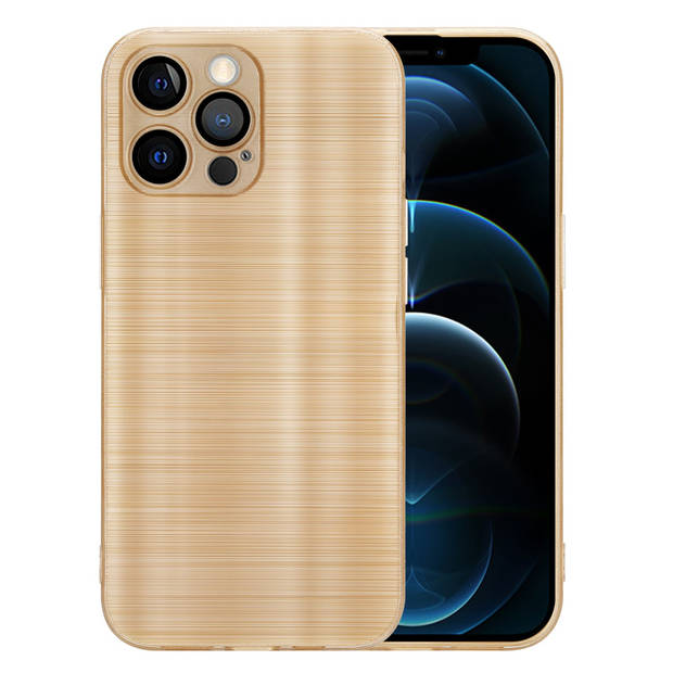 Cadorabo Hoesje geschikt voor Apple iPhone 12 PRO in Brushed Goud - Beschermhoes Case Cover TPU silicone