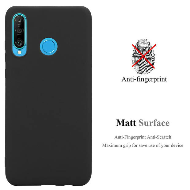 Cadorabo Hoesje geschikt voor Huawei P30 LITE in CANDY ZWART - Beschermhoes TPU silicone Case Cover