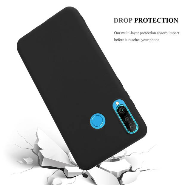 Cadorabo Hoesje geschikt voor Huawei P30 LITE in CANDY ZWART - Beschermhoes TPU silicone Case Cover