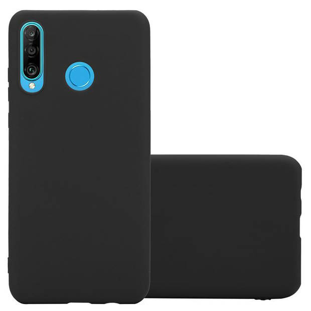 Cadorabo Hoesje geschikt voor Huawei P30 LITE in CANDY ZWART - Beschermhoes TPU silicone Case Cover