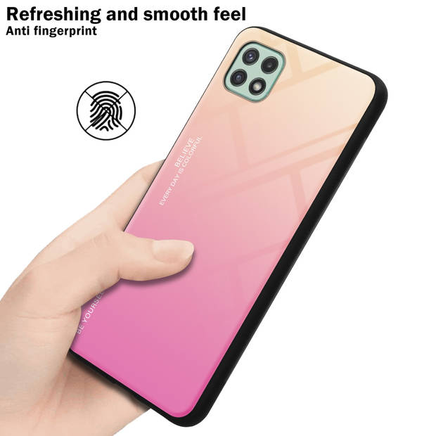 Cadorabo Hoesje geschikt voor Samsung Galaxy A22 5G in GEEL - ROZE - Tweekleurige beschermhoes TPU-silicone Case Cover