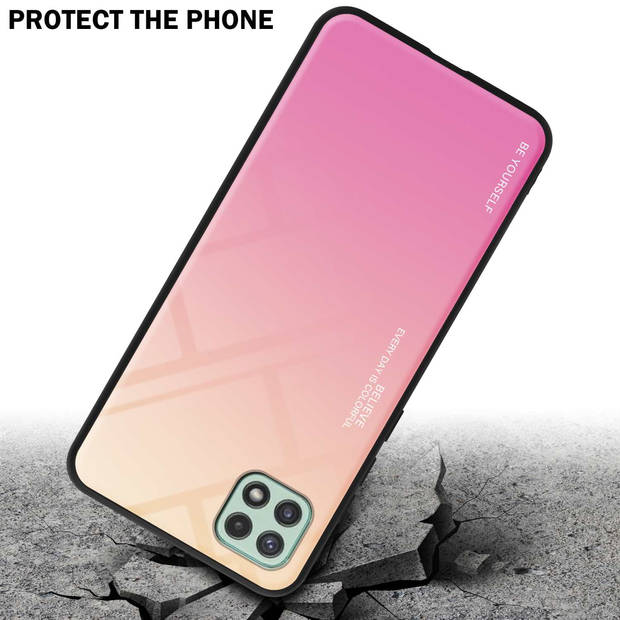 Cadorabo Hoesje geschikt voor Samsung Galaxy A22 5G in GEEL - ROZE - Tweekleurige beschermhoes TPU-silicone Case Cover