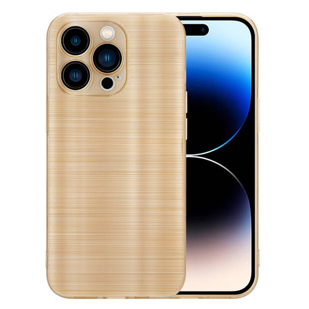 Cadorabo Hoesje geschikt voor Apple iPhone 14 PRO in Brushed Goud - Beschermhoes Case Cover TPU silicone