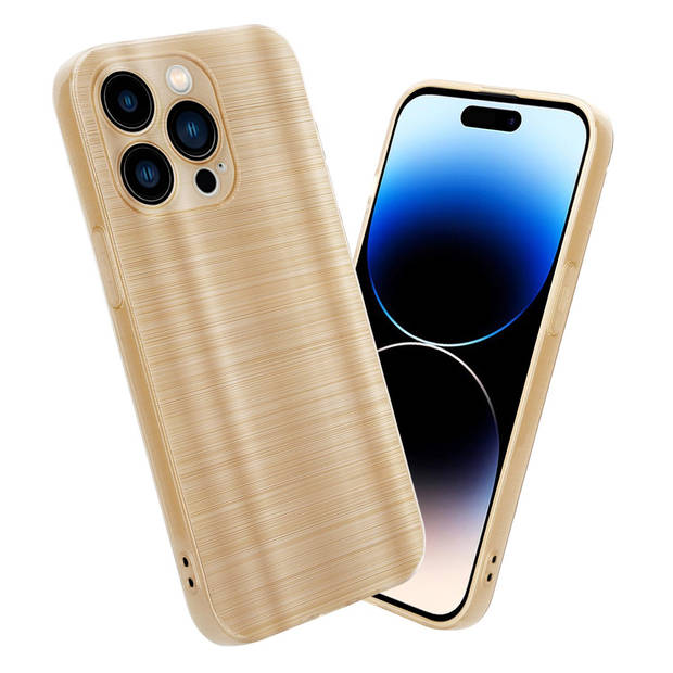 Cadorabo Hoesje geschikt voor Apple iPhone 14 PRO MAX in Brushed Goud - Beschermhoes Case Cover TPU silicone