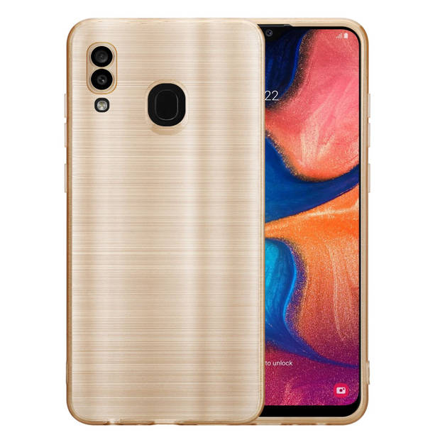 Cadorabo Hoesje geschikt voor Samsung Galaxy A20 / A30 / M10s in Brushed Goud - Beschermhoes Case Cover TPU silicone