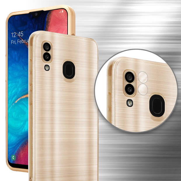 Cadorabo Hoesje geschikt voor Samsung Galaxy A20 / A30 / M10s in Brushed Goud - Beschermhoes Case Cover TPU silicone