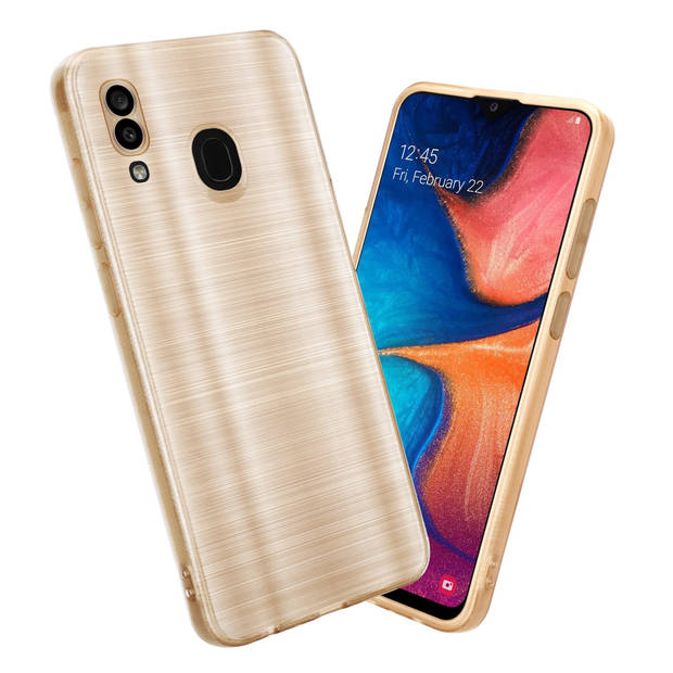 Cadorabo Hoesje geschikt voor Samsung Galaxy A20 / A30 / M10s in Brushed Goud - Beschermhoes Case Cover TPU silicone