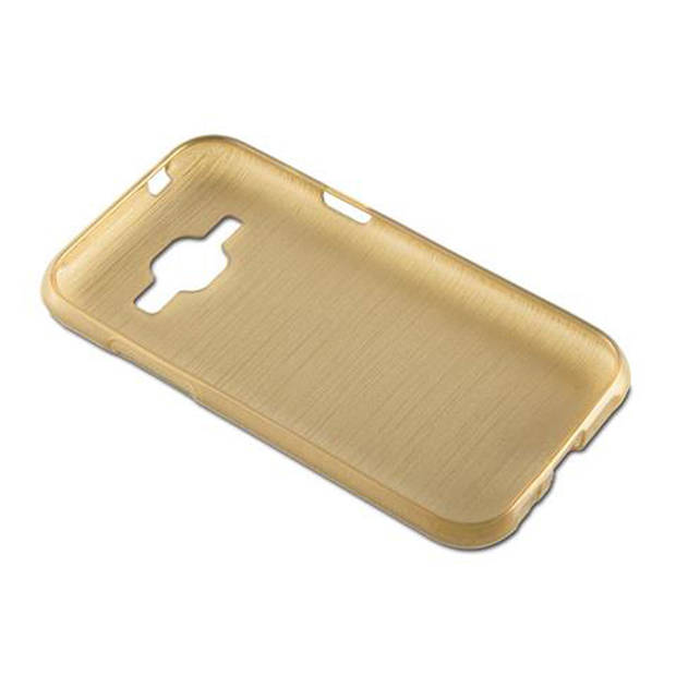 Cadorabo Hoesje geschikt voor Samsung Galaxy J1 2015 in GOUD - Beschermhoes TPU silicone Case Cover Brushed