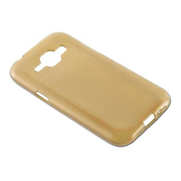 Cadorabo Hoesje geschikt voor Samsung Galaxy J1 2015 in GOUD - Beschermhoes TPU silicone Case Cover Brushed