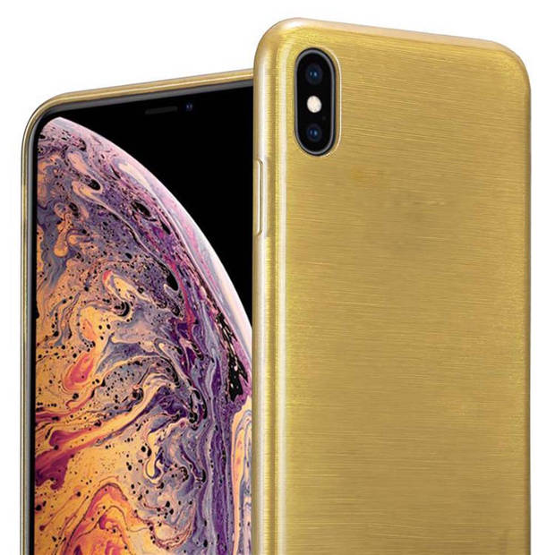 Cadorabo Hoesje geschikt voor Apple iPhone XS MAX in GOUD - Beschermhoes TPU silicone Case Cover Brushed