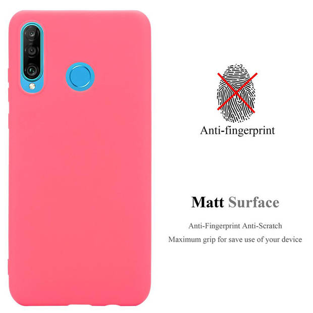 Cadorabo Hoesje geschikt voor Huawei P30 LITE in CANDY ROOD - Beschermhoes TPU silicone Case Cover