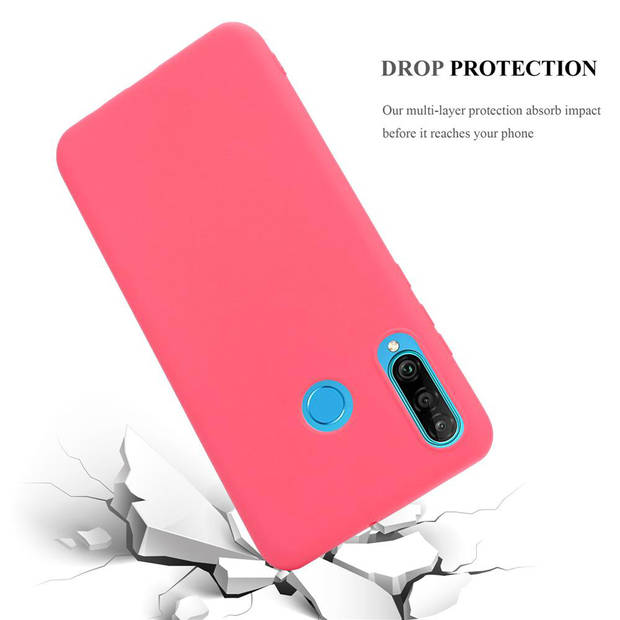 Cadorabo Hoesje geschikt voor Huawei P30 LITE in CANDY ROOD - Beschermhoes TPU silicone Case Cover