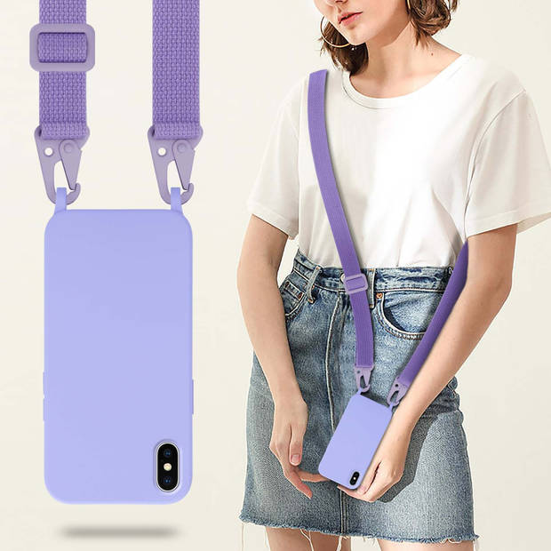 Cadorabo Mobiele telefoon ketting geschikt voor Apple iPhone X / XS Hoesje in LIQUID LICHT PAARS - Silicone beschermhoes