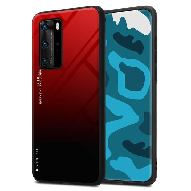 Cadorabo Hoesje geschikt voor Huawei P40 PRO / P40 PRO+ in ROOD - ZWART - Tweekleurige beschermhoes TPU-silicone Case