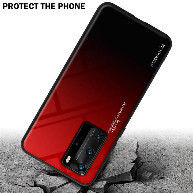 Cadorabo Hoesje geschikt voor Huawei P40 PRO / P40 PRO+ in ROOD - ZWART - Tweekleurige beschermhoes TPU-silicone Case