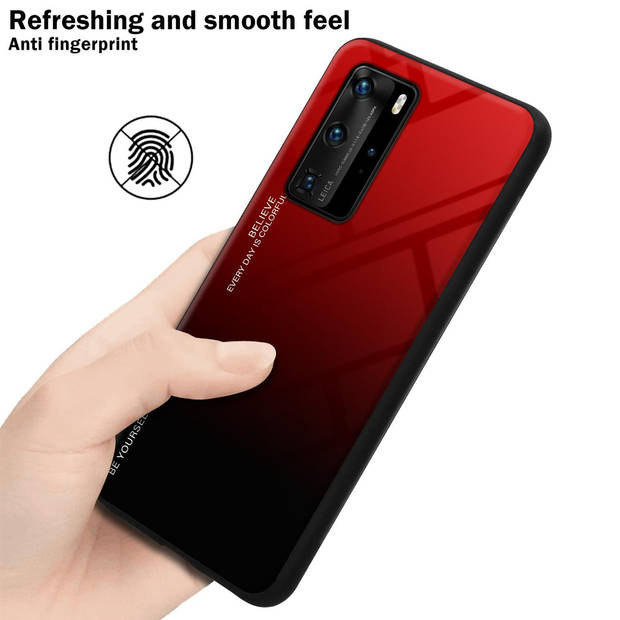 Cadorabo Hoesje geschikt voor Huawei P40 PRO / P40 PRO+ in ROOD - ZWART - Tweekleurige beschermhoes TPU-silicone Case