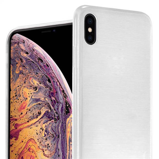 Cadorabo Hoesje geschikt voor Apple iPhone XS MAX in ZILVER - Beschermhoes TPU silicone Case Cover Brushed