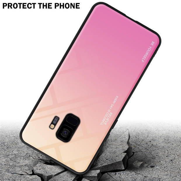 Cadorabo Hoesje geschikt voor Samsung Galaxy S9 in GEEL - ROZE - Tweekleurige beschermhoes TPU-silicone Case Cover