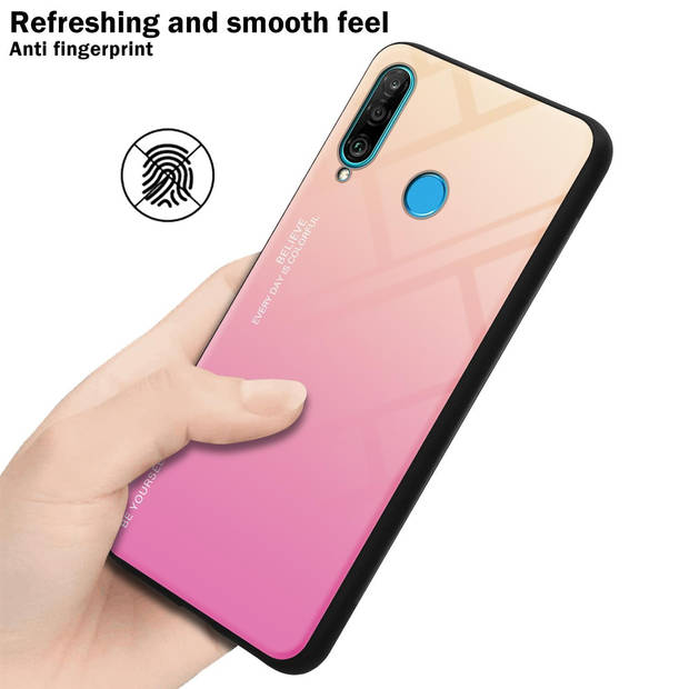 Cadorabo Hoesje geschikt voor Huawei P30 LITE in GEEL - ROZE - Tweekleurige beschermhoes TPU-silicone Case Cover