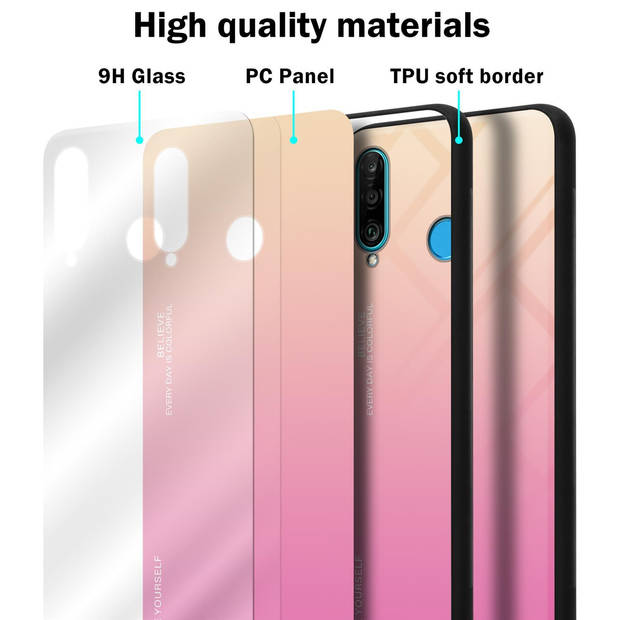 Cadorabo Hoesje geschikt voor Huawei P30 LITE in GEEL - ROZE - Tweekleurige beschermhoes TPU-silicone Case Cover