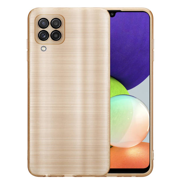 Cadorabo Hoesje geschikt voor Samsung Galaxy A22 4G in Brushed Goud - Beschermhoes Case Cover TPU silicone