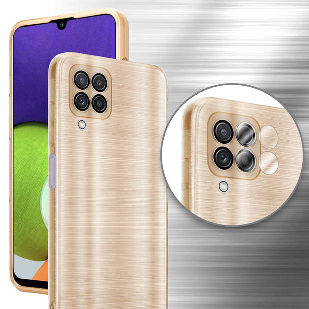 Cadorabo Hoesje geschikt voor Samsung Galaxy A22 4G in Brushed Goud - Beschermhoes Case Cover TPU silicone