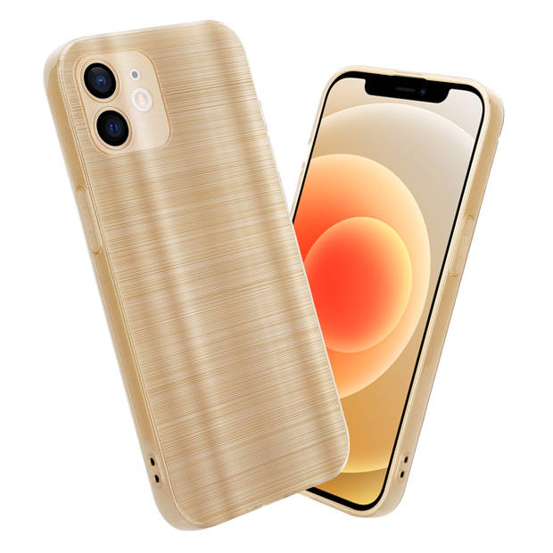 Cadorabo Hoesje geschikt voor Apple iPhone 12 in Brushed Goud - Beschermhoes Case Cover TPU silicone