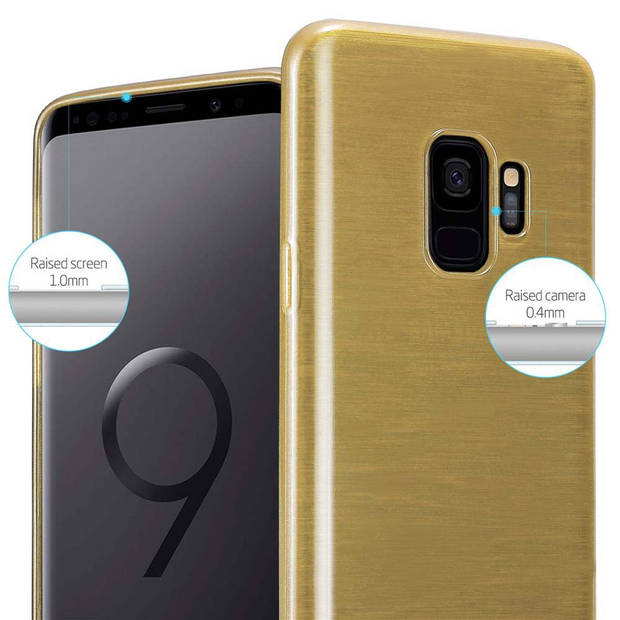 Cadorabo Hoesje geschikt voor Samsung Galaxy S9 in GOUD - Beschermhoes TPU silicone Case Cover Brushed