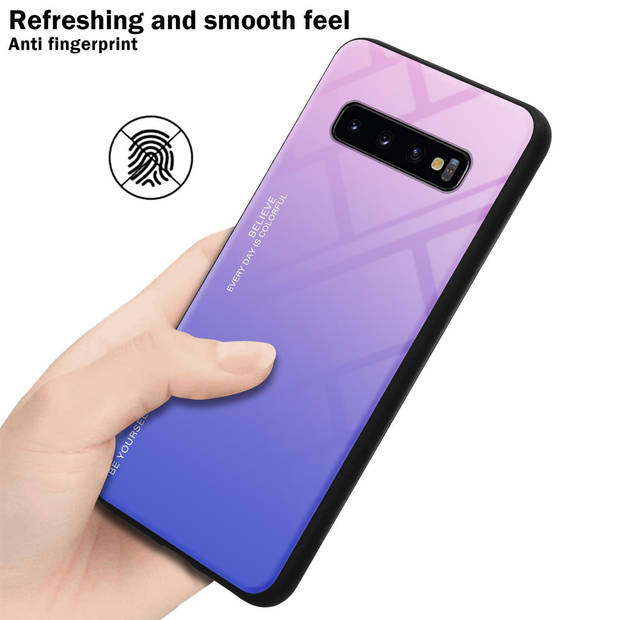 Cadorabo Hoesje geschikt voor Samsung Galaxy S10 PLUS in ROZE - BLAUW - Tweekleurige beschermhoes TPU-silicone Case