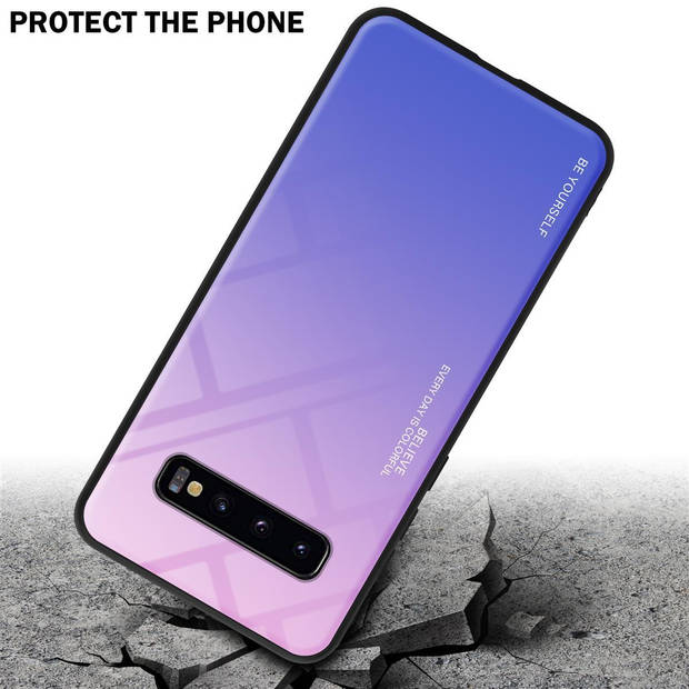 Cadorabo Hoesje geschikt voor Samsung Galaxy S10 PLUS in ROZE - BLAUW - Tweekleurige beschermhoes TPU-silicone Case