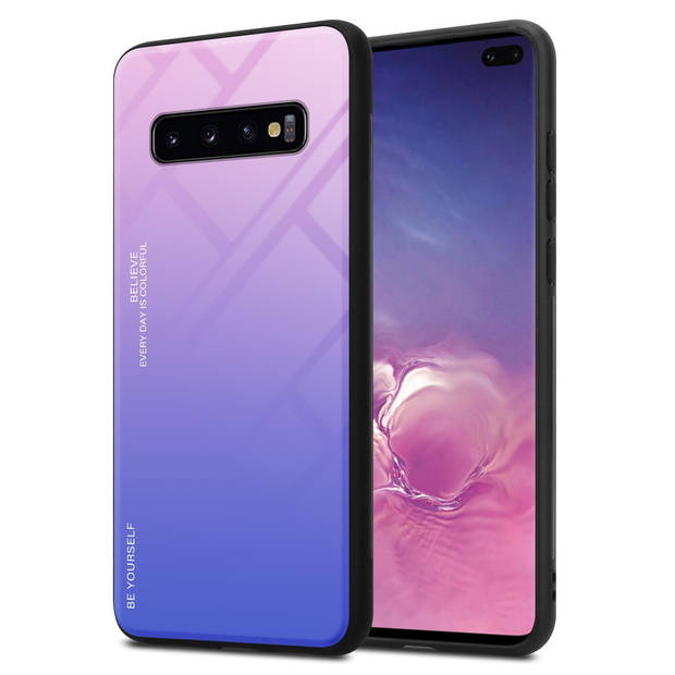 Cadorabo Hoesje geschikt voor Samsung Galaxy S10 PLUS in ROZE - BLAUW - Tweekleurige beschermhoes TPU-silicone Case