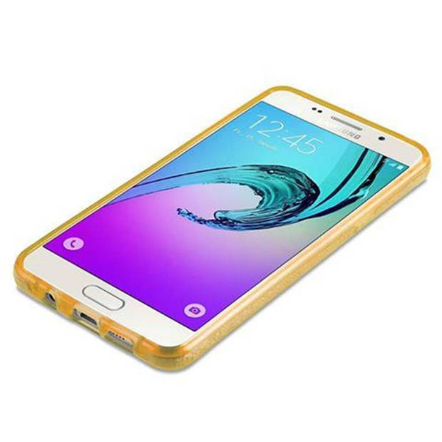 Cadorabo Hoesje geschikt voor Samsung Galaxy A3 2016 in STAR STOF GOUD - TPU Silicone Case Cover beschermhoes Glitter