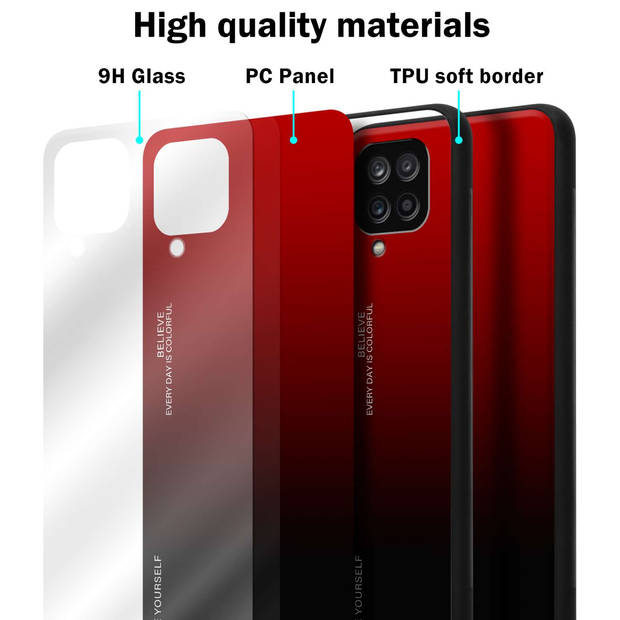 Cadorabo Hoesje geschikt voor Samsung Galaxy A12 / M12 in ROOD - ZWART - Tweekleurige beschermhoes TPU-silicone Case