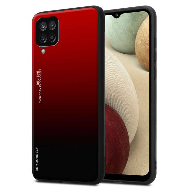 Cadorabo Hoesje geschikt voor Samsung Galaxy A12 / M12 in ROOD - ZWART - Tweekleurige beschermhoes TPU-silicone Case