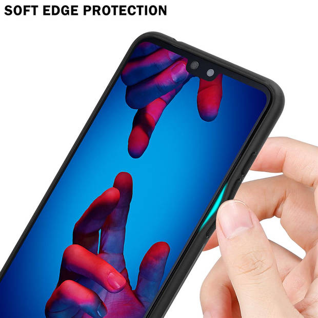 Cadorabo Hoesje geschikt voor Huawei P20 in ROOD - ZWART - Tweekleurige beschermhoes TPU-silicone Case Cover